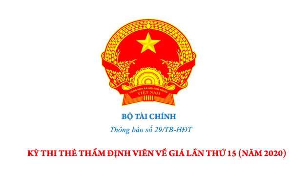 Kỳ thi thẻ thẩm định viên về giá lần thứ 15