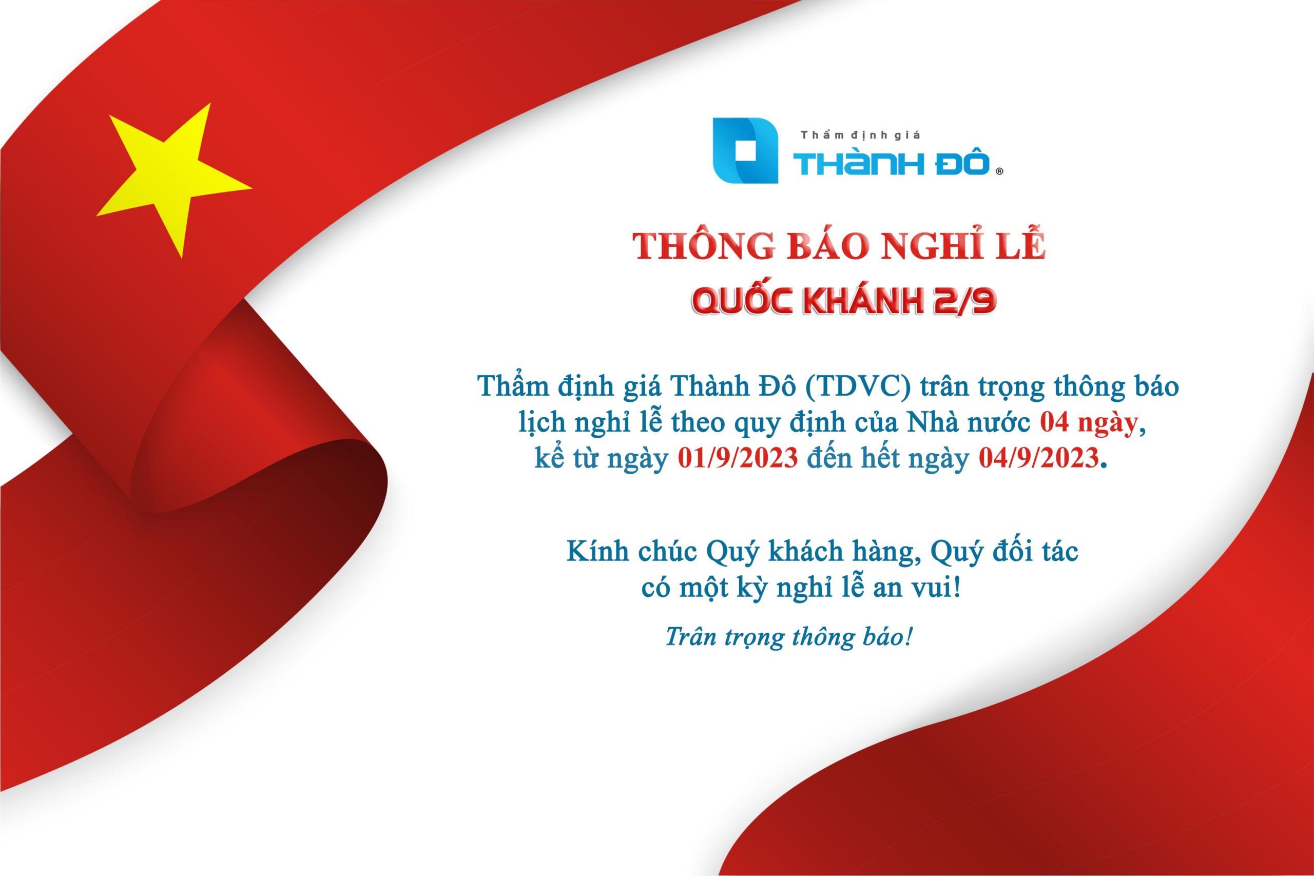 Thông báo nghỉ lễ 2/9/2023