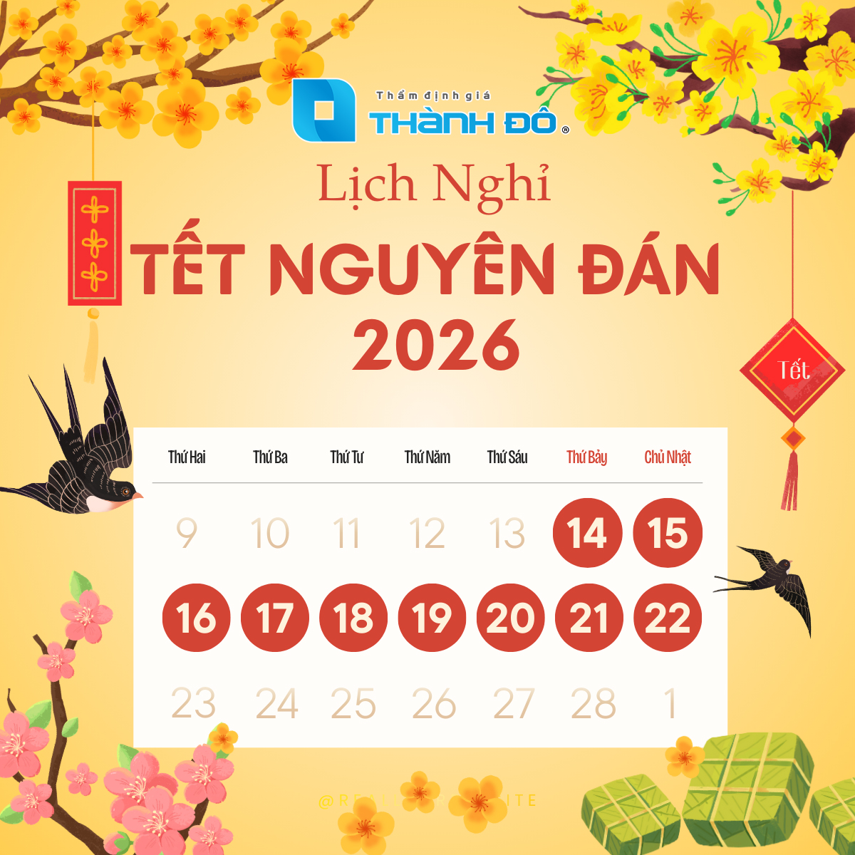 Thông báo lịch nghỉ Tết Nguyên Đán - Bính Ngọ 2026